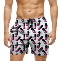 Short Praia Shorts Banho Bermuda Verão Pílulas Cartoon Purple 1071 Short Praia Shorts Banho Bermuda Verão Pílulas Cartoon Purple 1071