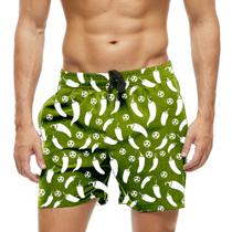 Short Praia Shorts Banho Bermuda Verão Pimentas Cartoon Picante White 1664 Short Praia Shorts Banho Bermuda Verão Pimentas Cartoon Picante White 1664