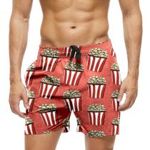 Short Praia Shorts Banho Bermuda Verão Pipoca Cartoon Popcorn 663