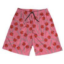 Short Praia Shorts Banho Bermuda Verão Pirulito Red Cartoon 86