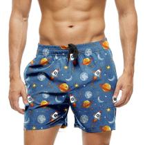 Short Praia Shorts Banho Bermuda Verão Planeta Foguete Estrelas 981
