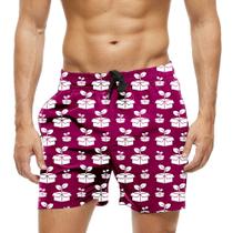 Short Praia Shorts Banho Bermuda Verão Planta Caixa Cartoon White 1646 Short Praia Shorts Banho Bermuda Verão Planta Caixa Cartoon White 1646