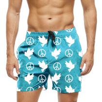 Short Praia Shorts Banho Bermuda Verão Pomba da Paz White Paz 1680