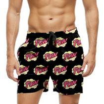 Short Praia Shorts Banho Bermuda Verão Pow Pow Quadrinhos Cartoon 1022