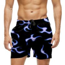 Short Praia Shorts Banho Bermuda Verão Raios Azul Neon 624