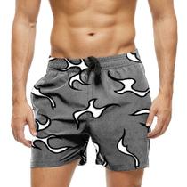 Short Praia Shorts Banho Bermuda Verão Raios Traços Branco White Neon 635 Short Praia Shorts Banho Bermuda Verão Raios Traços Branco White Neon 635