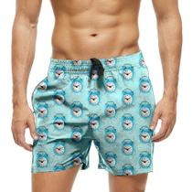 Short Praia Shorts Banho Bermuda Verão Relógio Azul Horas 1516