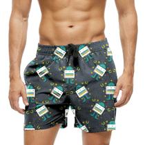 Short Praia Shorts Banho Bermuda Verão Robôs Cartoon Estelar 1445