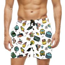 Short Praia Shorts Banho Bermuda Verão School Escola Cartoon Abc 1326