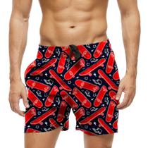 Short Praia Shorts Banho Bermuda Verão Skate Skate Cartoon Red Relampago 1308