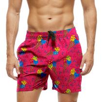 Short Praia Shorts Banho Bermuda Verão Sorvetes Estrela Floco Colorido 1349