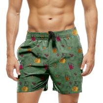 Short Praia Shorts Banho Bermuda Verão Sucos Cartoon Frutas 1721