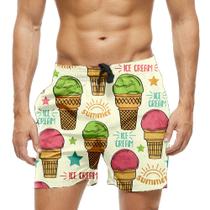Short Praia Shorts Banho Bermuda Verão Summer Ice Cream Sorvete 1370