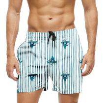 Short Praia Shorts Banho Bermuda Verão Surfista Cartoon Listras 1553