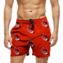 Short Praia Shorts Banho Bermuda Verão Tênis Retro Star Vermelho 1512