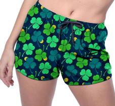 Short Praia Shorts Banho Bermuda Verão Trevo Sorte Verde Cartoon 773 Short Praia Shorts Banho Bermuda Verão Trevo Sorte Verde Cartoon 773