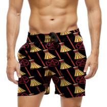 Short Praia Shorts Banho Bermuda Verão Vassoura Ceita Ritual Cartoon 495
