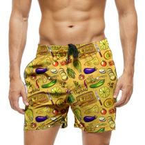 Short Praia Shorts Banho Bermuda Verão Vegetable Vegatais Cartoon 1055