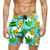 Short Praia Shorts Banho Bermuda Verão Vibes Fun Happy Cartoon 1247