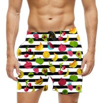 Short Praia Shorts Banho Bermuda Verão Xadrez Frutas Cartoon 807