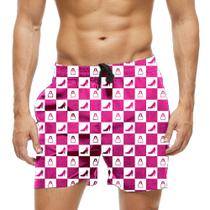 Short Praia Shorts Banho Bermuda Verão Xadrez Rosa Salto Alto Cadeado Xoxo 1244