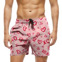 Short Praia Shorts Banho Bermuda Verão Xoxo Amor Coração Vermelho 908 Short Praia Shorts Banho Bermuda Verão Xoxo Amor Coração Vermelho 908
