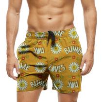 Short Praia Shorts Banho Bermuda Verão You Bunny Loves Flower 825