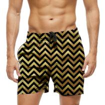 Short Praia Shorts Banho Bermuda Verão Zig Zag Dourado Ouro 1839 Short Praia Shorts Banho Bermuda Verão Zig Zag Dourado Ouro 1839