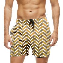 Short Praia Shorts Banho Bermuda Verão Zig Zag Estilo Amarelo 1817 Short Praia Shorts Banho Bermuda Verão Zig Zag Estilo Amarelo 1817