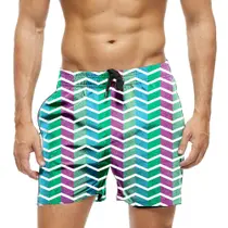 Short Praia Shorts Banho Bermuda Verão Zig Zag Listras Colorida 1837 Short Praia Shorts Banho Bermuda Verão Zig Zag Listras Colorida 1837