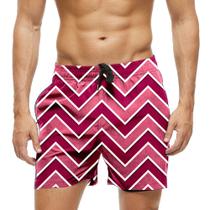 Short Praia Shorts Banho Bermuda Verão Zig Zag Pink Rosa Cartoon 1853 Short Praia Shorts Banho Bermuda Verão Zig Zag Pink Rosa Cartoon 1853
