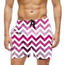 Short Praia Shorts Banho Bermuda Verão Zig Zag Rosa Pink 1821 Short Praia Shorts Banho Bermuda Verão Zig Zag Rosa Pink 1821