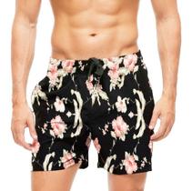 Short Praia Shorts Banho Calção Flores Full Print 800