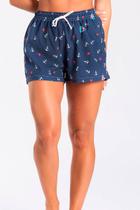 Short Praia Tactel Feminino Marinheira