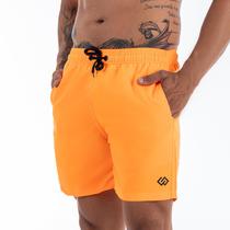 Short Praia Tactel Liso Slim Fit Masculino Premium Laranja