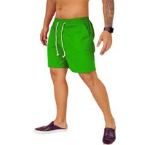 Short Praia Treino Academias Masculino Linho Casual Elastico Cadarço Tres Bolsos