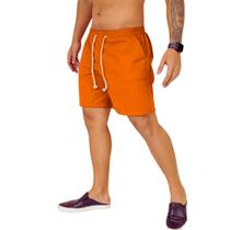 Short Praia Treino Academias Masculino Linho Casual Elastico Cadarço Tres Bolsos