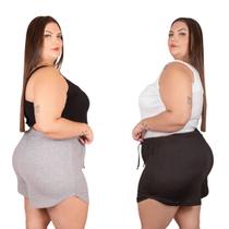 Short Praia Verão Feminino Soltinho Plus Size Soltinhas Malha Canelada