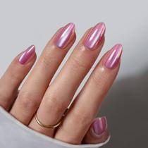 Short Press On Nails Battbox Pink Cat Eye Almond para mulheres