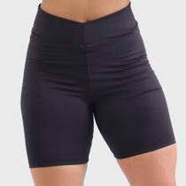 Short Preto Feminino Suplex Bermudinha Legging Academia Dia a Dia Caminhada Confortável