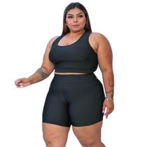Short Preto Suplex Plus Size Academia Plus Size Para Gordinhas Da Moda