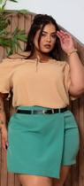 Short saia alfaiataria feminino com cinto