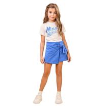 Short Saia Animê Faixa Laço Azul Verão