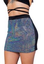 Short Saia brunella brilhosa e neoprene malha femenina G