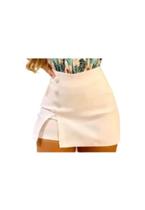 Short Saia Com Botões E Fenda Cintura Alta Pluz Size