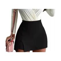 Short Saia Com Botões E Fenda Cintura Alta Pluz Size Grande Short Saia Com Botões E Fenda Cintura Alta Pluz Size Grande