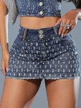 Short Saia Conceito Detalhes Únicos PitBull 88669 COR:AZUL MEDIOTAMANHO:40