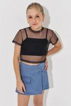 Short Saia em Alfaiataria Risca de Giz