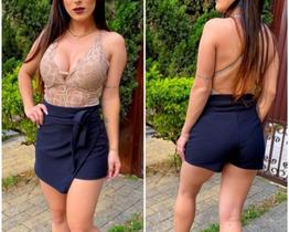 Short saia feminina triângulo com amarração moda blogueira