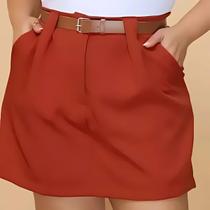 Short Saia Feminino Alfaiataria Plus Size Social Cintura Alta